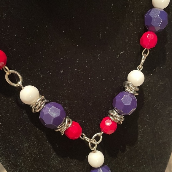 Red white & blue Tassel Necklace 28-30” - Picture 3 of 3